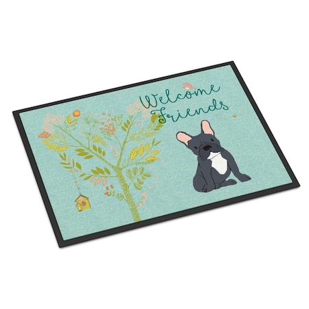 Carolines Treasures Welcome Friends Black French Bulldog Indoor or Outdoor Mat, 18 x 27 in. BB7632MAT